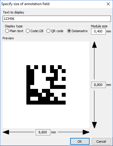 Annotation field size