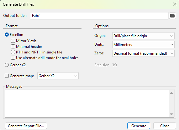 Drill file settings