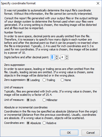 Specify coordinate format