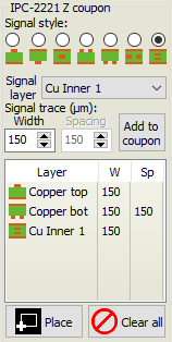 Impedance coupon properties