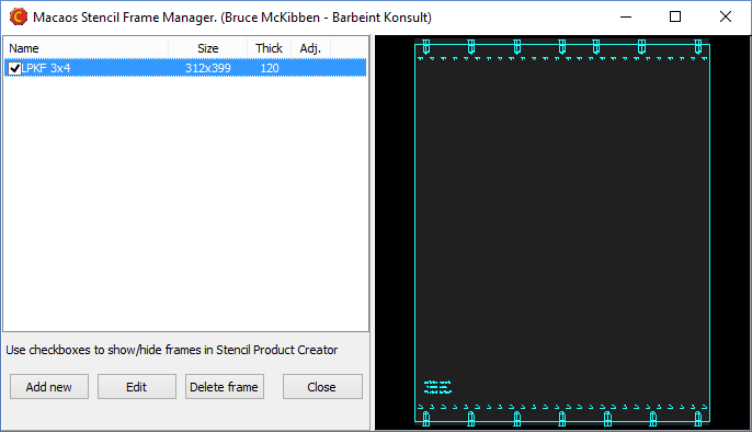 Stencil frame manager