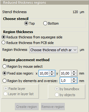 Reduced thickness regions