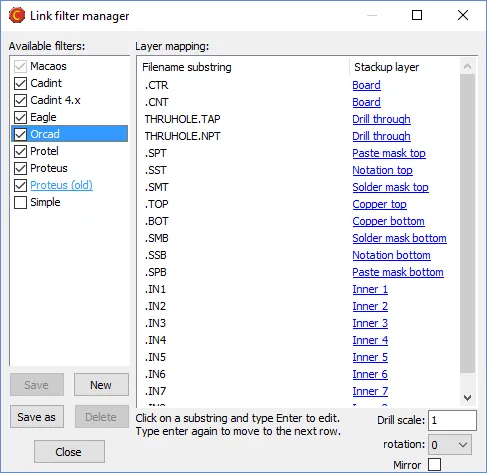 Link filter manager