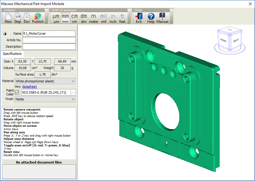 Mechanical part import module