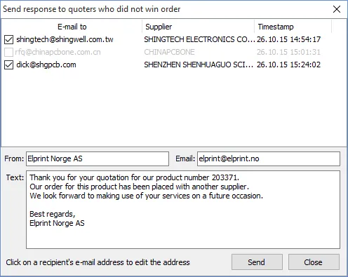 Send response to quoters