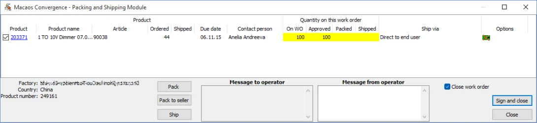 Packing and shipping module
