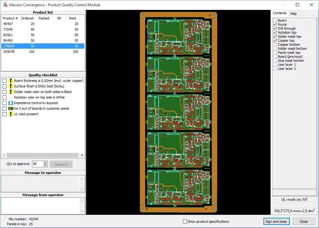 Product quality control module