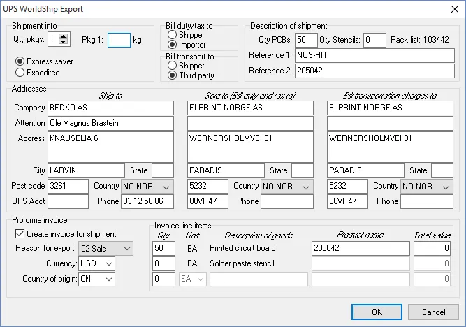 UPS WorldShip export module